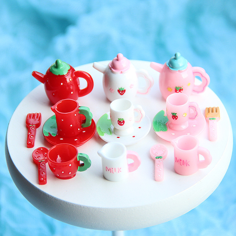 Smart Garden Mini - Pembe çay seti minyatür heykelcik fincan